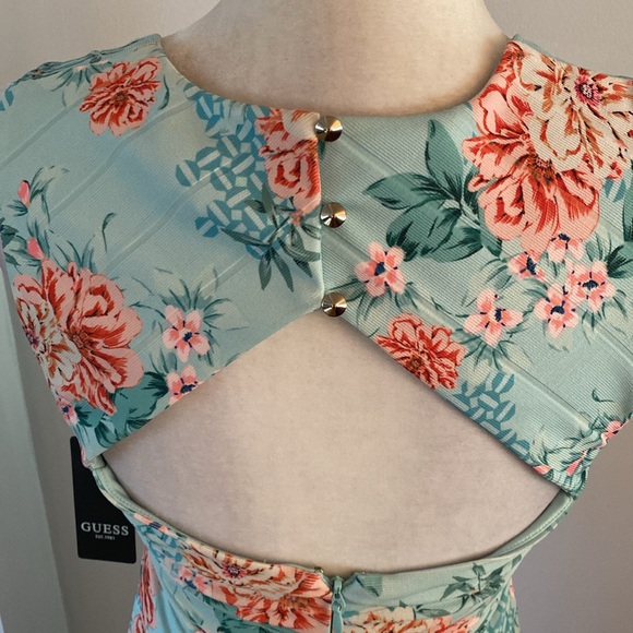 Guess NWT size 6 bodycon mint floral dress - Picture 7 of 12